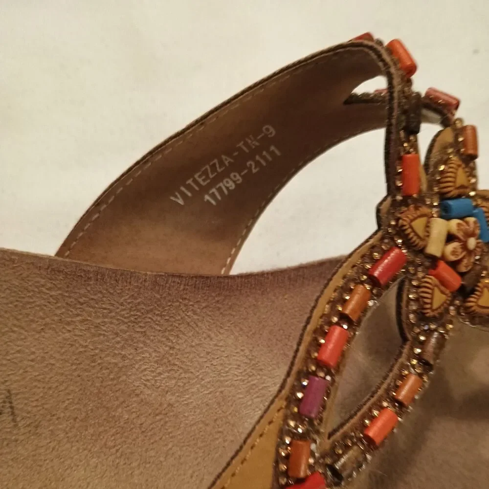 Patrizia by Spring Step Nizza Orange Jeweled Thong Sandals  Size  US 9